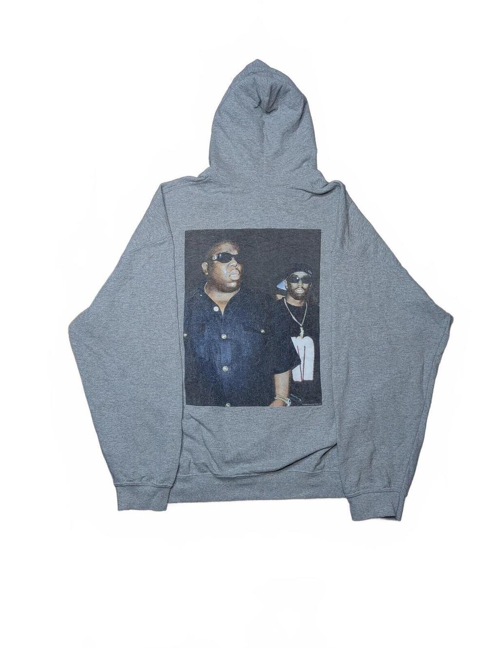 Y2K Notorious BIG Rap Tee Graphic Hoodie Size XXL Gray Retro 2000s Core Legends